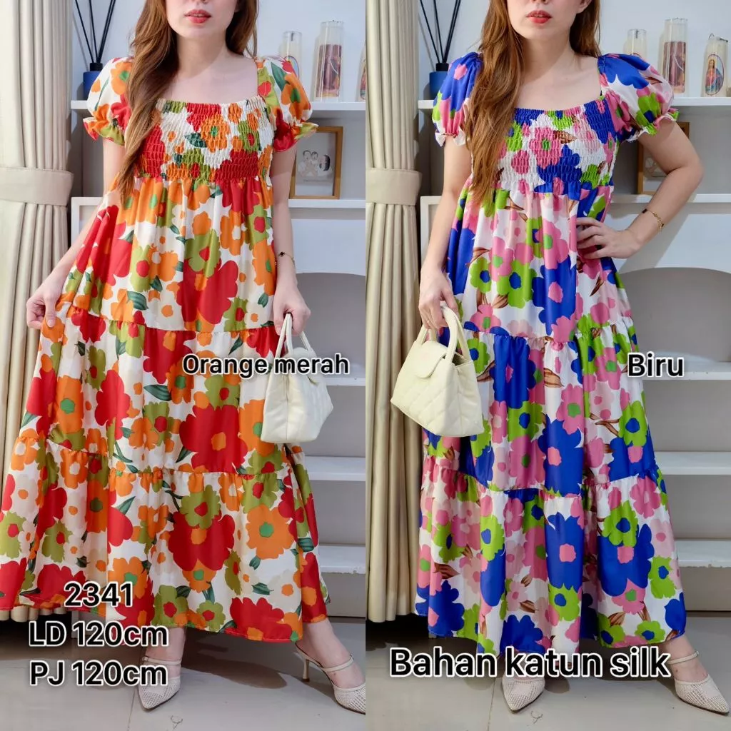Dress Busui Bumil Kekinian Terbaru Bahan Katun Slik GHAUDYSHOP 2341