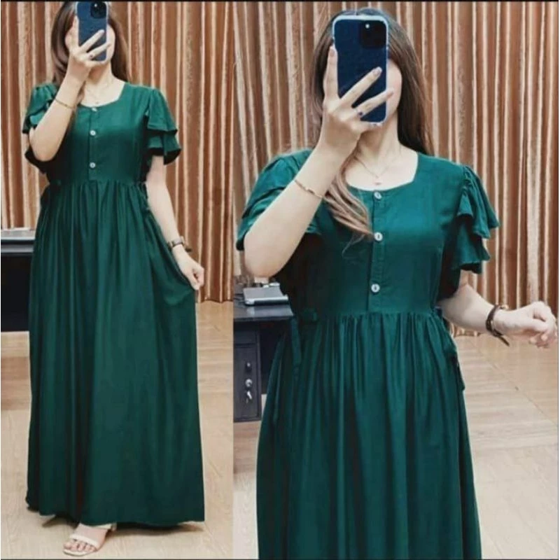 DRESS PANJANG SEMATA KAKI/DRESS BUSUI KANCING JUMBO