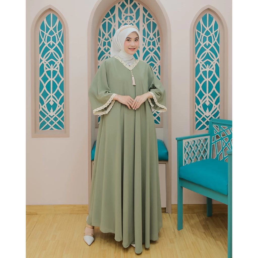Kaftan Dress Sultan Mewah Remaja Dewasa Bahan Ceruty Babydoll Premium Gamis Terbaru Mix Renda