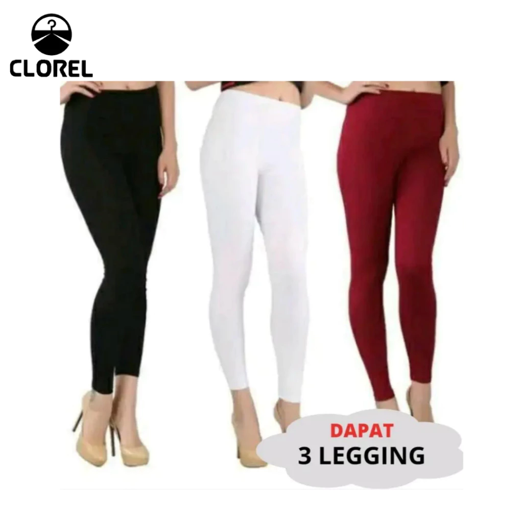 DAPAT 3 PCS Legging Wanita Bahan Kaos Legging Jumbo Legging Sport Legging Big Size Legging Bumil Lejing Wanita Import