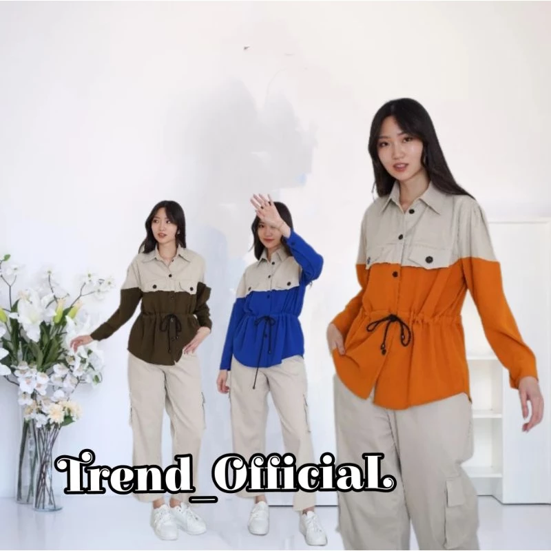 One set Wanita Celana Cargo/Setelan Remaja Model tali serut Kombinasi kekinian/Setcel WANITA kombina