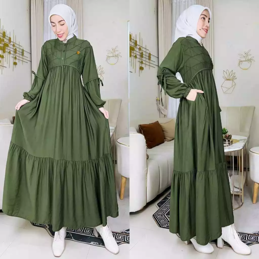 SAHIYA Dress Gamis Polo Linen Cantik Kekinian