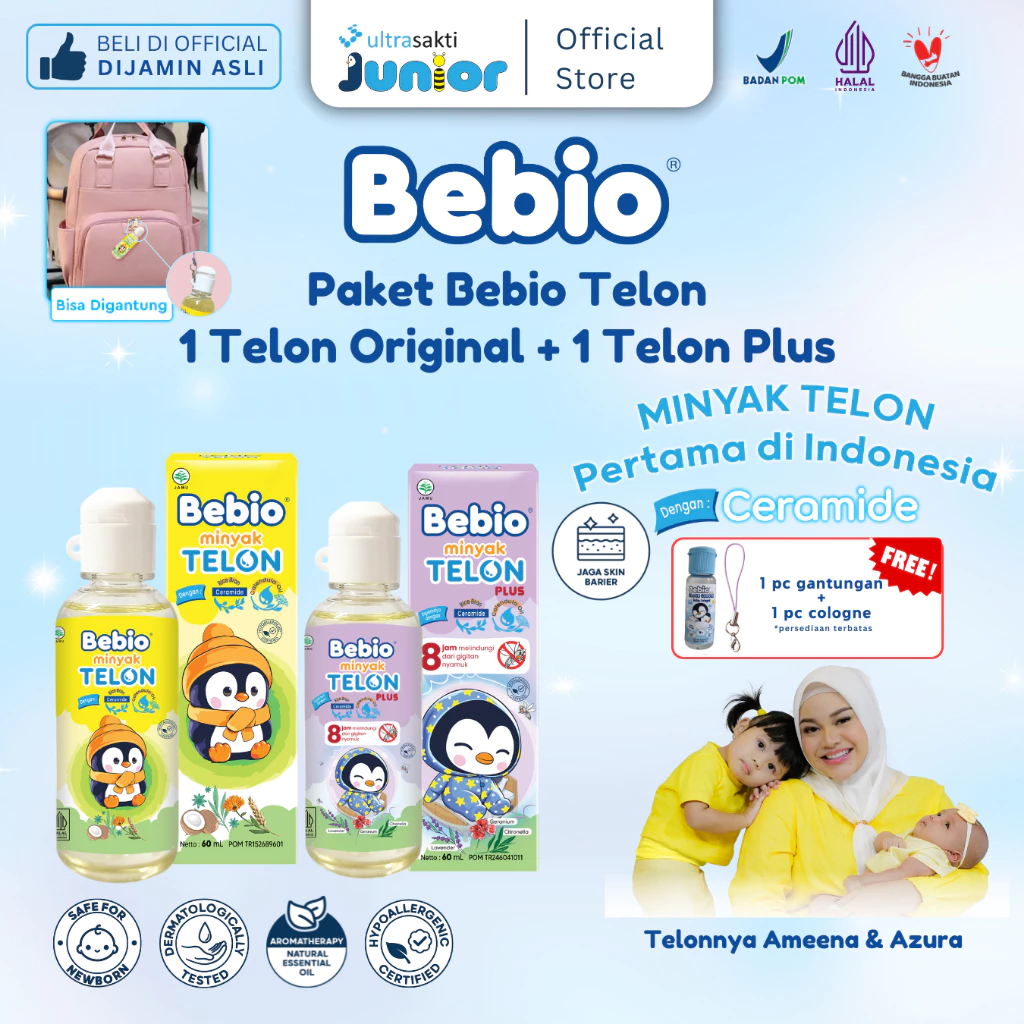 Paket 2 Bebio Minyak Telon Ceramide Mix (1 Bebio Telon Ceramide Original 60ml + 1 BebioTelon Ceramide Plus 60ml) Paket 2 Bebio Minyak Telon Ceramide Mix (1 Bebio Telon Ceramide Original 60ml + 1 BebioTelon Ceramide Plus 60ml)
