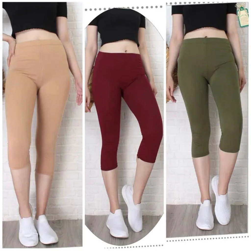 Legging Promo 3 PCS Legging 7/8 Leging Tebal Jumbo Wanita Dewasa Bahan Kaos Leging Tebal Premium Celana Lejing Olahraga